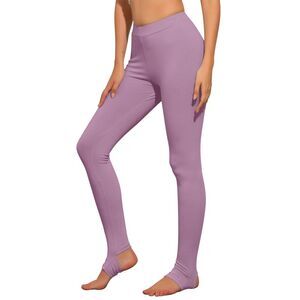 Leggings Elastic Waistband Gym Yoga Soft Cotton Pants Light Purple